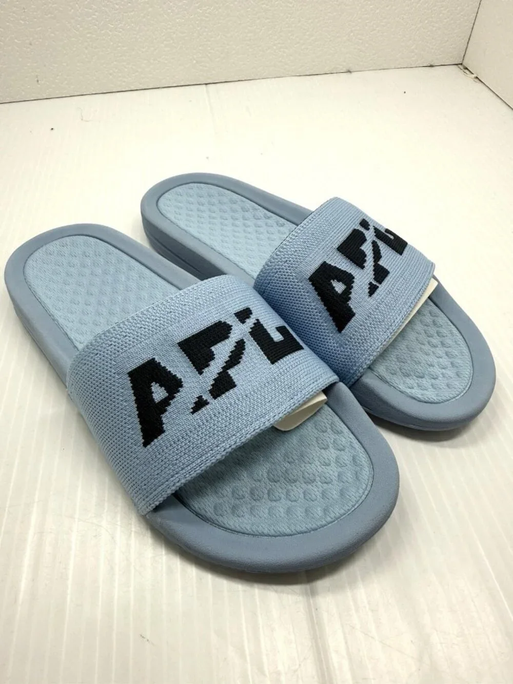 APL TechLoom Slide Womens 6 Ice Blue Logo Comfort Sandals Athletic Casu